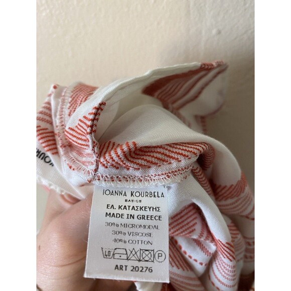 Ioanna Kourbela Basics M Stripe Pants Trousers Red Pull On Beach Embroidered - Picture 4 of 5